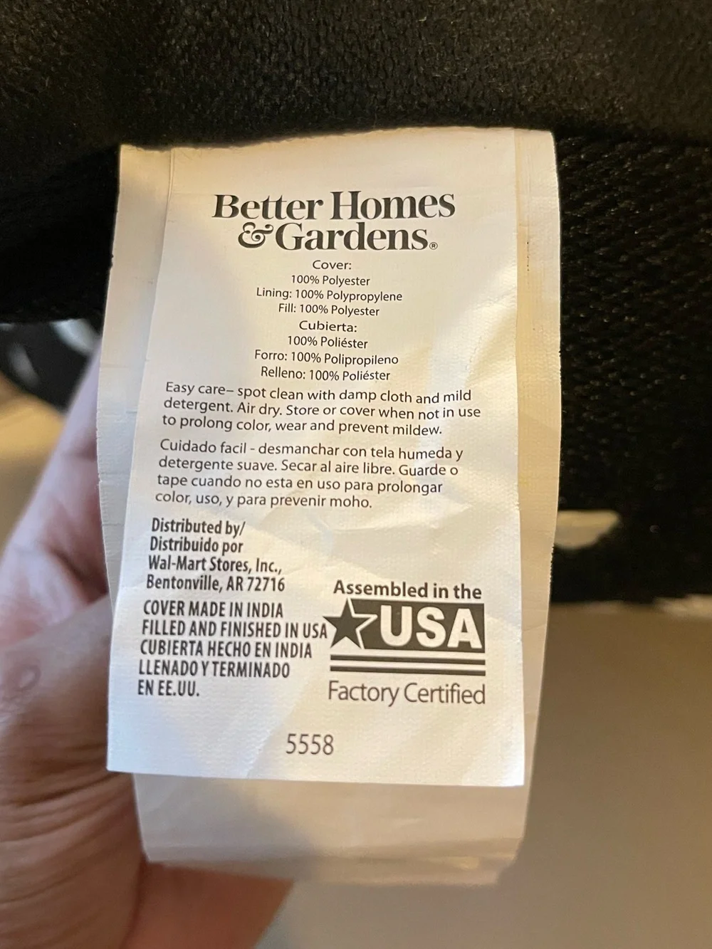 NWT Better Homes & Gardens Black White Textured Outdoor Throw Pillow 19x19